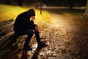 Depressed Man On Bench